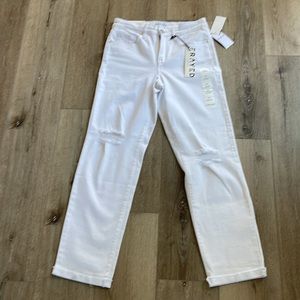 NWT White Straight Leg Distressed Denim Jeans